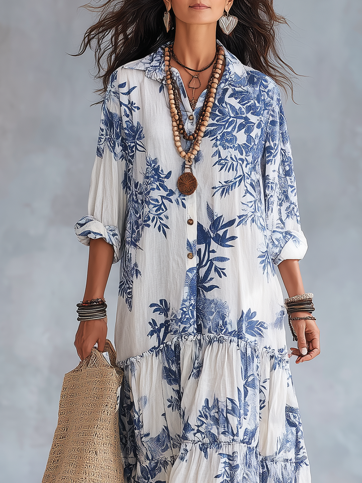 Dahlia™ | Bohemian Blue Floral Maxi Dress
