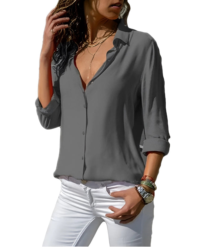 Avencia | Elegant Long Sleeve Button Blouse