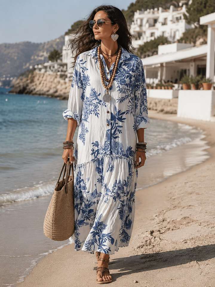 Dahlia™ | Bohemian Blue Floral Maxi Dress