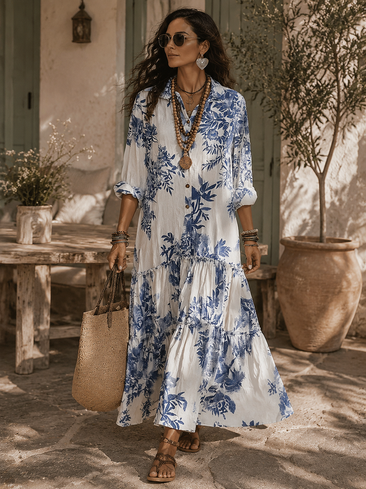 Dahlia™ | Bohemian Blue Floral Maxi Dress