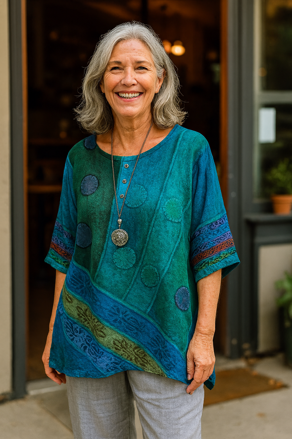 Leona | Artistic Patchwork Tunic Top