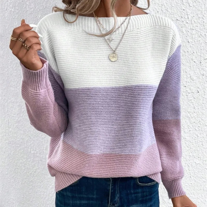 SILVIA™ Patchwork Knit three-tone relaxed