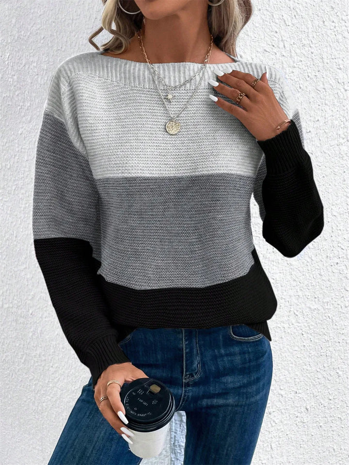 SILVIA™ Patchwork Knit three-tone relaxed