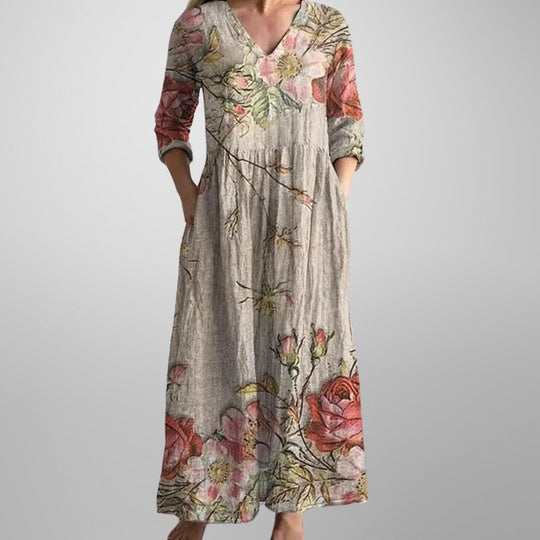 Yulya™ | Elegant Floral Midi Dress