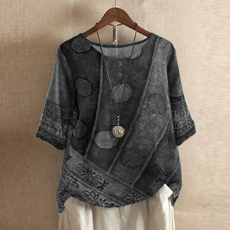 Women’s Vintage Floral Print Loose Fit Blouse