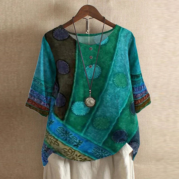 Women’s Vintage Floral Print Loose Fit Blouse