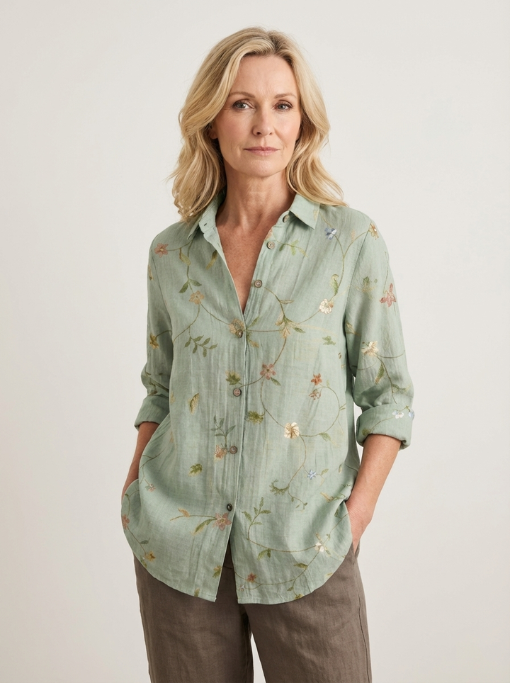 Maia | Floral Wave Print Cotton Top