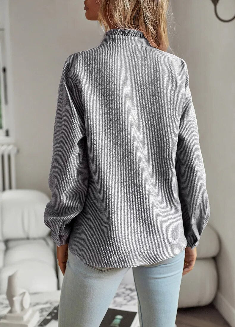 Delina | Ruffled Button-Up Blouse