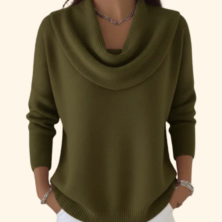 Marie™ | Elegant Cowl Neck Knit Sweater