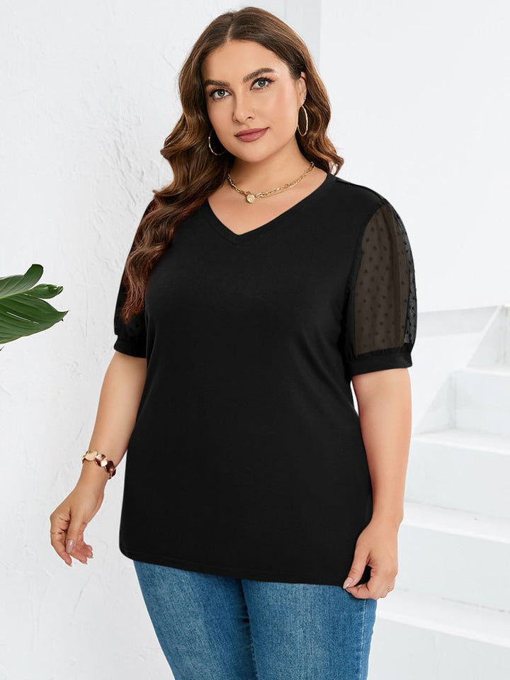 Jessica - Puff-Sleeve V-Neck Top