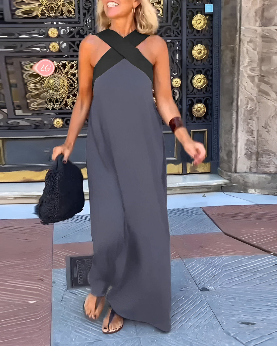 Aimee | Lightweight and Comfortable Cross-Back Maxi Dress