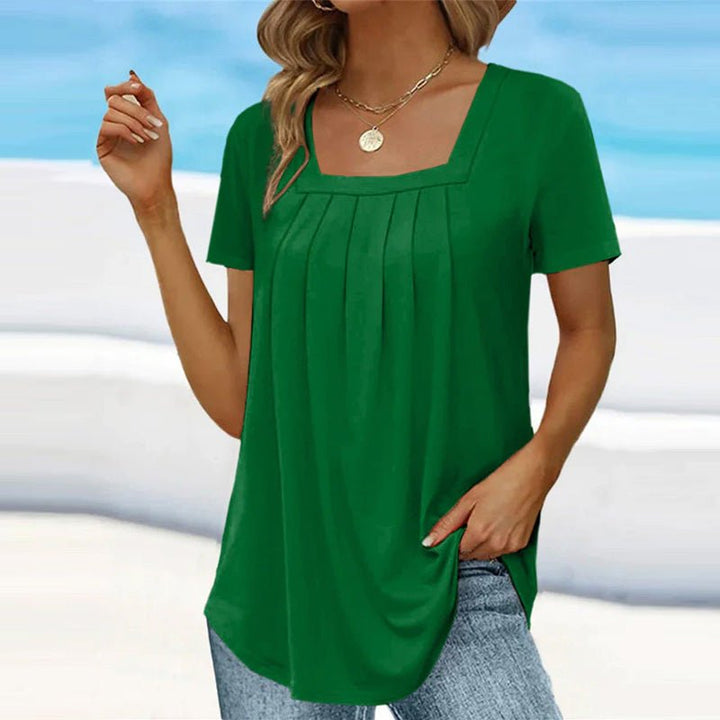 Valina | Pleated Square Neck Top