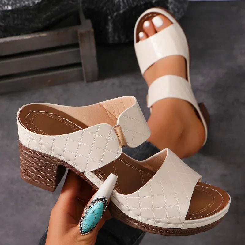 Claudina | Quilted Block Heel Sandals