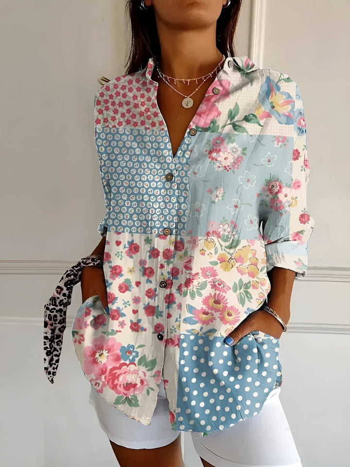 Maia | Floral Wave Print Cotton Top