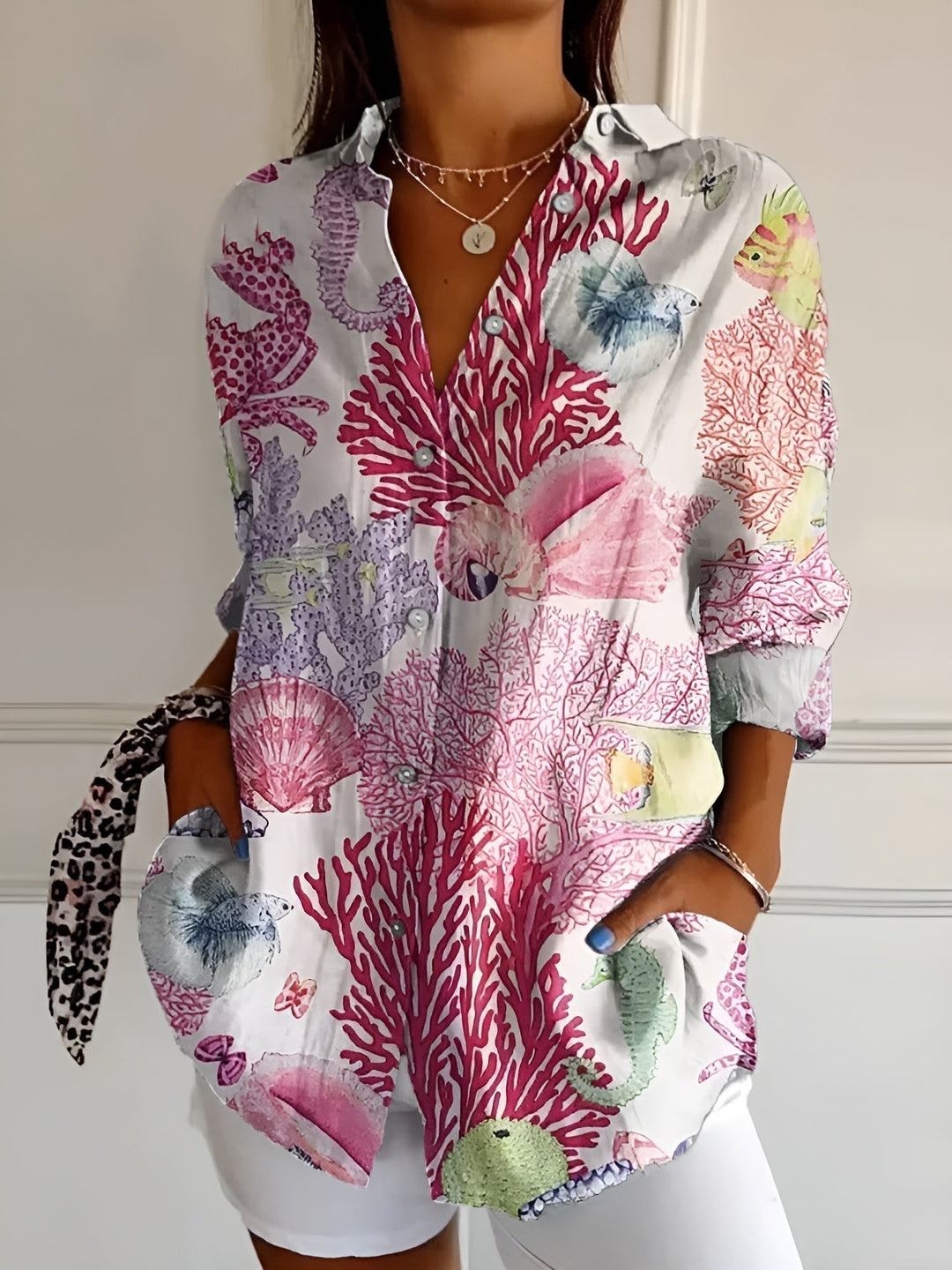 Maia | Floral Wave Print Cotton Top