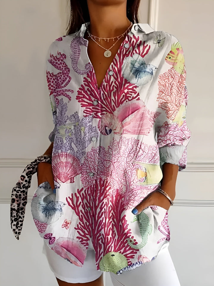 Maia | Floral Wave Print Cotton Top